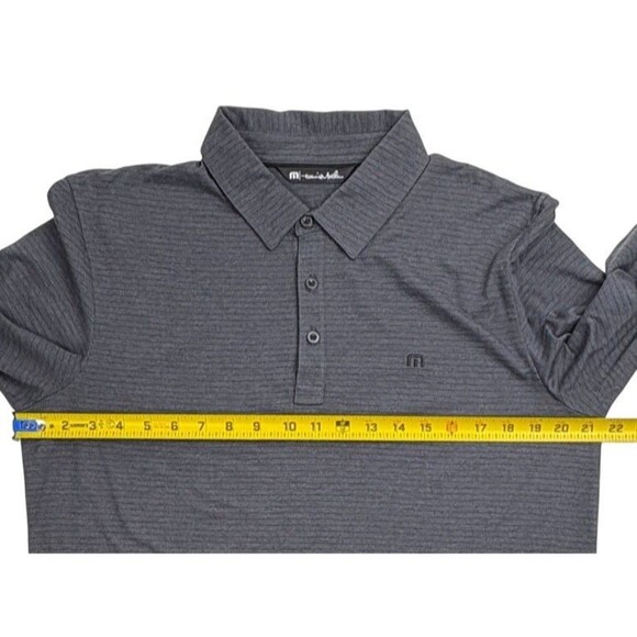 Travis Mathew Kickoff LS Golf Polo Shirt Performance Striped Charcoal Gray M - Picture 7 of 12